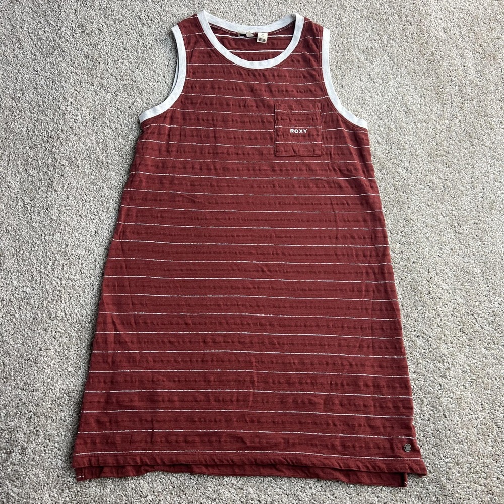 Roxy Dress Womens Large Red Striped Sleeveless Tank Shift Short Beach Surfwear